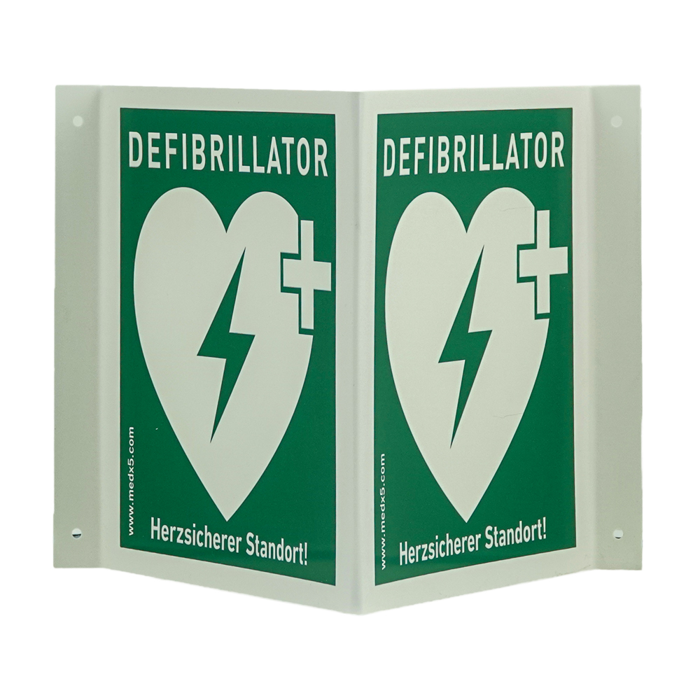 Defibrillator AED-Winkelschild, nachleuchtend
